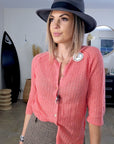Cardigan corail en cachemire - 𝐌𝐚𝐫𝐢𝐧𝐚𝟒𝟒𝐟𝐚𝐦𝐢𝐥𝐲