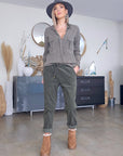 Pantalon jogg velours