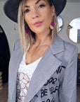 Veste grise à tags