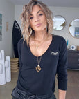 Pull black militaire