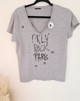 T-shirt gris rock avec perles bijoux
