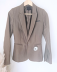 Veste chic beige foncé avec empiècements cuir