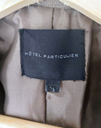 Veste chic beige foncé avec empiècements cuir