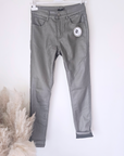 Pantalon slim huilé métal