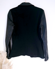 Veste noire bi-matière laine et cuir