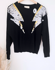 Pull noir éclairs sequins