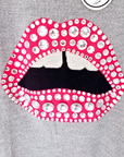 Pull gris merinos bouche perles
