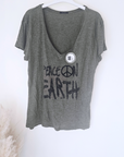 T-shirt kaki peace n'love à perles