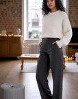Pantalon gris anthracite jambes larges