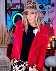 Perfecto rouge fausse fourrure - 𝐌𝐚𝐫𝐢𝐧𝐚𝟒𝟒𝐟𝐚𝐦𝐢𝐥𝐲