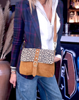 Sac camel avec imprimé léopard 100% cuir de chèvre