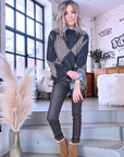 Pull tunique en damier marron taupe - 𝐌𝐚𝐫𝐢𝐧𝐚𝟒𝟒𝐟𝐚𝐦𝐢𝐥𝐲