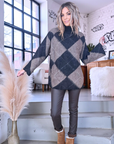 Pull tunique en damier marron taupe - 𝐌𝐚𝐫𝐢𝐧𝐚𝟒𝟒𝐟𝐚𝐦𝐢𝐥𝐲