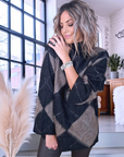 Pull tunique en damier marron taupe - 𝐌𝐚𝐫𝐢𝐧𝐚𝟒𝟒𝐟𝐚𝐦𝐢𝐥𝐲