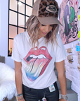 Tee-shirt blanc Rolling Stone - 𝐌𝐚𝐫𝐢𝐧𝐚𝟒𝟒𝐟𝐚𝐦𝐢𝐥𝐲