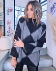 Pull tunique en damier noir - 𝐌𝐚𝐫𝐢𝐧𝐚𝟒𝟒𝐟𝐚𝐦𝐢𝐥𝐲
