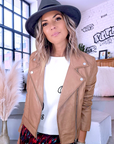 Perfecto beige 100% cuir - 𝐌𝐚𝐫𝐢𝐧𝐚𝟒𝟒𝐟𝐚𝐦𝐢𝐥𝐲