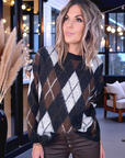 Pull à damiers marron - 𝐌𝐚𝐫𝐢𝐧𝐚𝟒𝟒𝐟𝐚𝐦𝐢𝐥𝐲