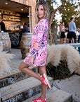 Robe rose à imprimé tags - 𝐌𝐚𝐫𝐢𝐧𝐚𝟒𝟒𝐟𝐚𝐦𝐢𝐥𝐲