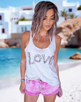 Short en denim rose