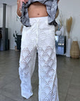 Pantalon blanc broderie anglaise