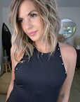 Robe longue noire cloutée