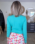 T-shirt bleu/vert à maille côtelée - 𝐌𝐚𝐫𝐢𝐧𝐚𝟒𝟒𝐟𝐚𝐦𝐢𝐥𝐲