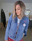 Veste en jean à inscriptions - 𝐌𝐚𝐫𝐢𝐧𝐚𝟒𝟒𝐟𝐚𝐦𝐢𝐥𝐲