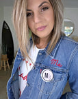 Veste en jean à inscriptions - 𝐌𝐚𝐫𝐢𝐧𝐚𝟒𝟒𝐟𝐚𝐦𝐢𝐥𝐲