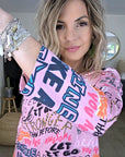 Robe rose à imprimé tags - 𝐌𝐚𝐫𝐢𝐧𝐚𝟒𝟒𝐟𝐚𝐦𝐢𝐥𝐲