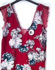 Combi-short rouge à imprimé floral