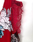 Combi-short rouge à imprimé floral