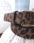 Ceinture en cuir à imprimé léopard