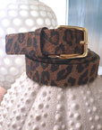 Ceinture en cuir à imprimé léopard