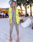 Veste vert jaune à imprimé bandana