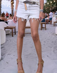 Short en jean beige