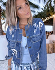 Veste en jean customisée