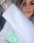 Pull blanc peace & love vert fluo - 𝐌𝐚𝐫𝐢𝐧𝐚𝟒𝟒𝐟𝐚𝐦𝐢𝐥𝐲