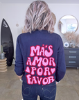 Pull bleu marine à inscriptions - 𝐌𝐚𝐫𝐢𝐧𝐚𝟒𝟒𝐟𝐚𝐦𝐢𝐥𝐲