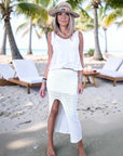Jupe 7/8e blanc cassé en crochet