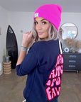 Pull bleu marine à inscriptions - 𝐌𝐚𝐫𝐢𝐧𝐚𝟒𝟒𝐟𝐚𝐦𝐢𝐥𝐲