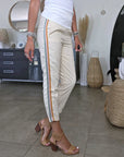 Ensemble veston + pantalon écru à bandes latérales