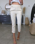 Ensemble veston + pantalon écru à bandes latérales