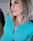 T-shirt bleu/vert à maille côtelée - 𝐌𝐚𝐫𝐢𝐧𝐚𝟒𝟒𝐟𝐚𝐦𝐢𝐥𝐲