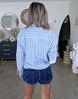 Chemise coton à rayures et broderies