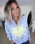 Chemise coton à rayures et broderies