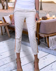 Ensemble veston + pantalon écru à bandes latérales