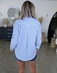 Chemise coton à rayures et broderies