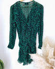 Robe Verte à imprimé noir