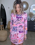 Robe rose à imprimé tags - 𝐌𝐚𝐫𝐢𝐧𝐚𝟒𝟒𝐟𝐚𝐦𝐢𝐥𝐲